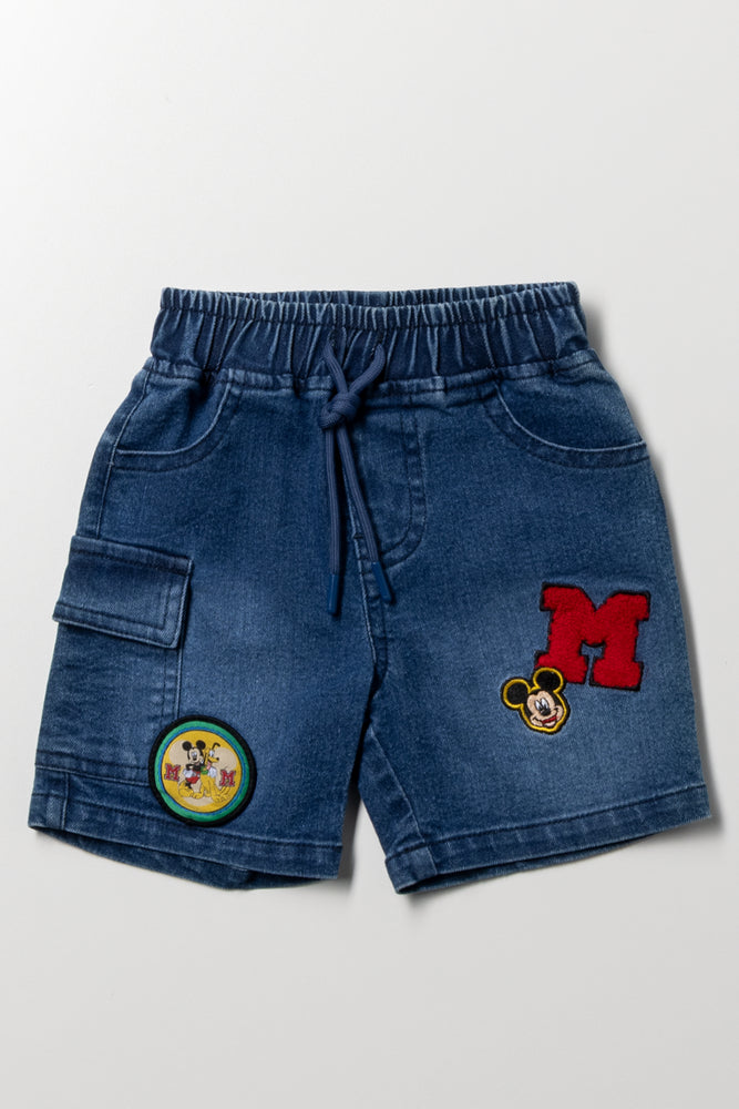 Mickey Mouse Denim Shorts Blue