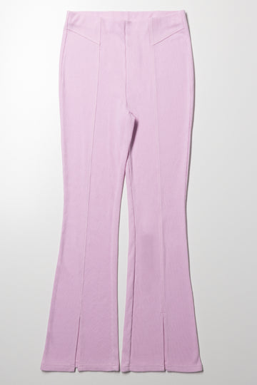 Rib Flare Leggings With Slit Pink