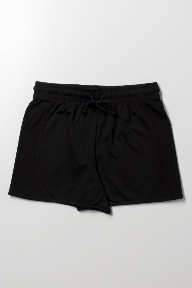 Rib Inset Shorts Black