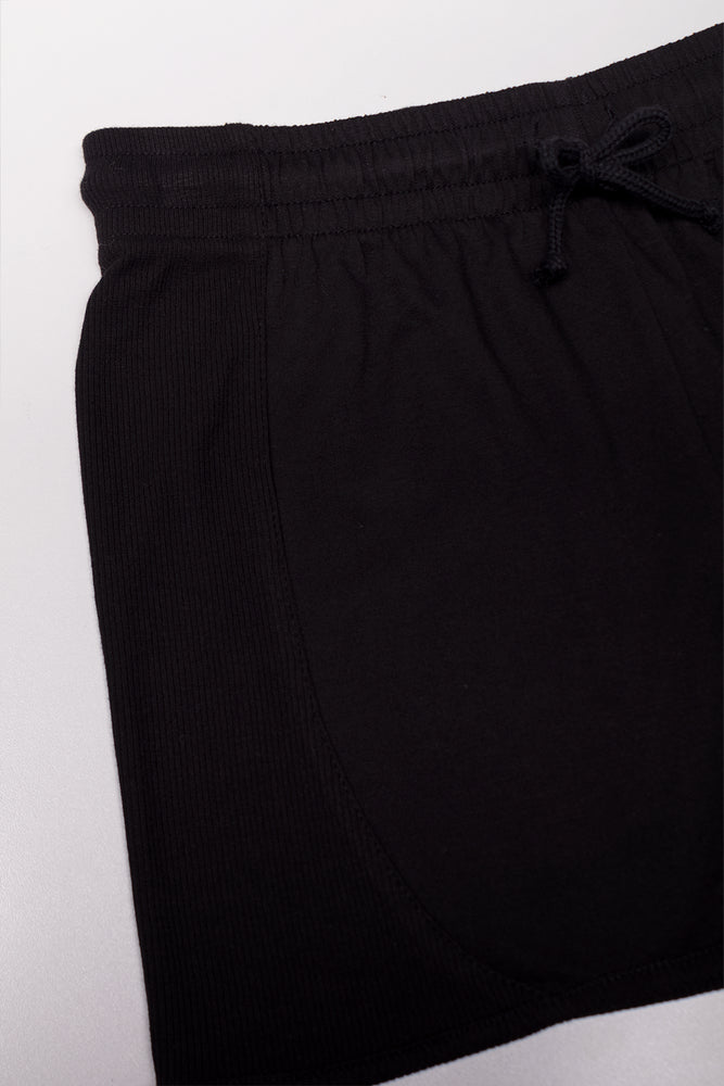 Rib Inset Shorts Black