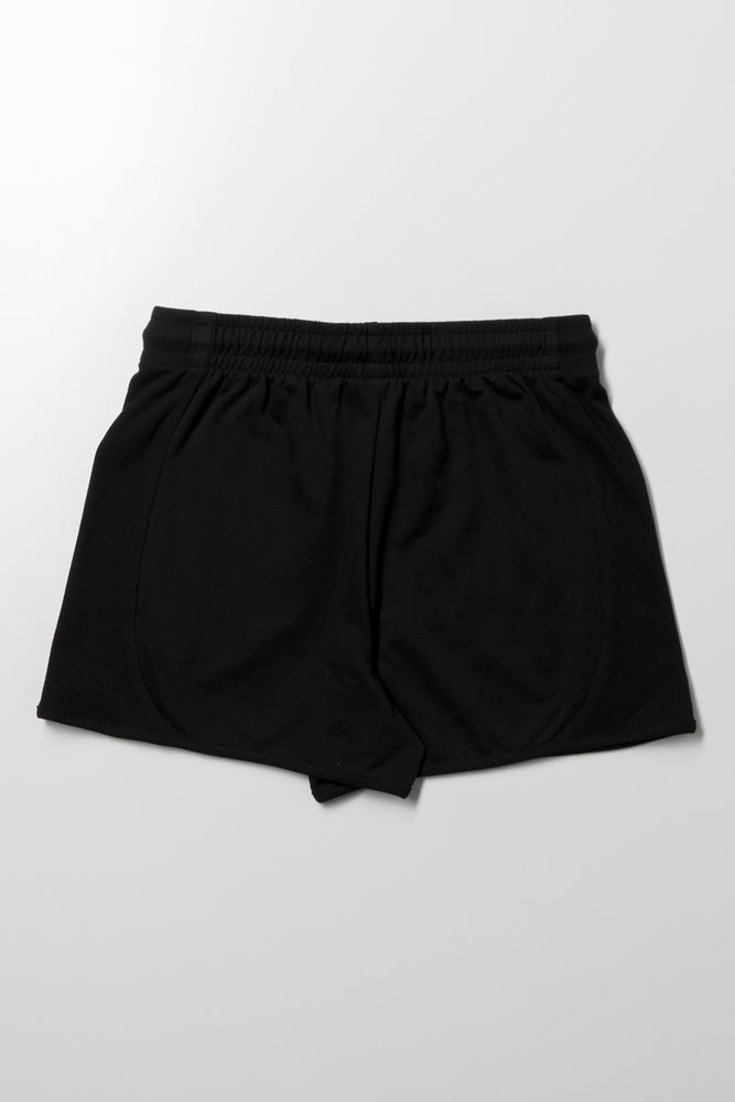 Rib Inset Shorts Black (2)