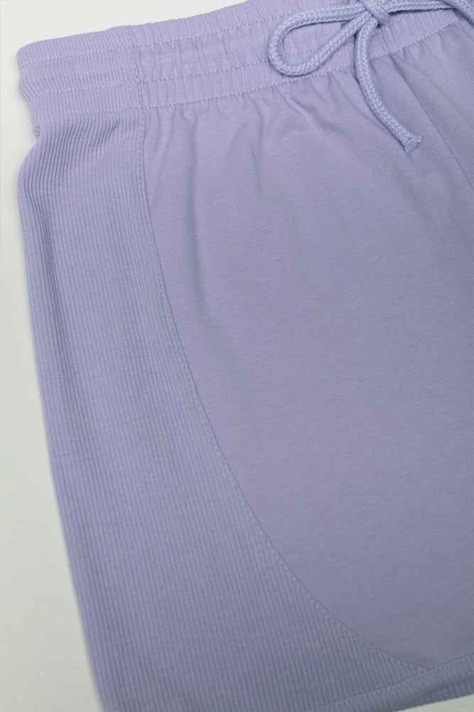 Rib Inset Shorts Lilac