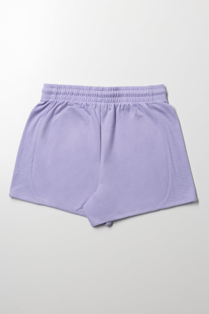 Rib Inset Shorts Lilac (2)