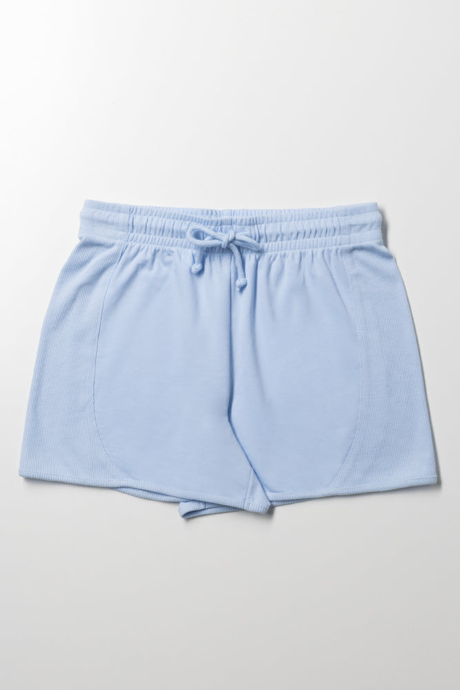 Rib Inset Shorts Light Blue