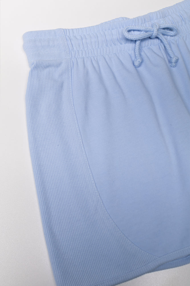 Rib Inset Shorts Light Blue