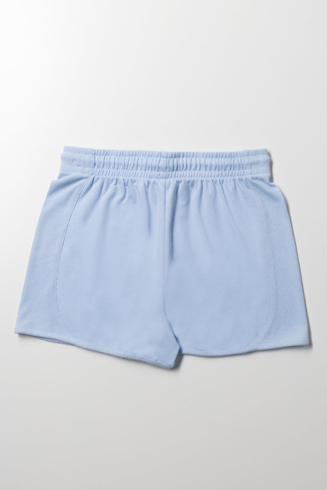 Rib Inset Shorts Light Blue (2)