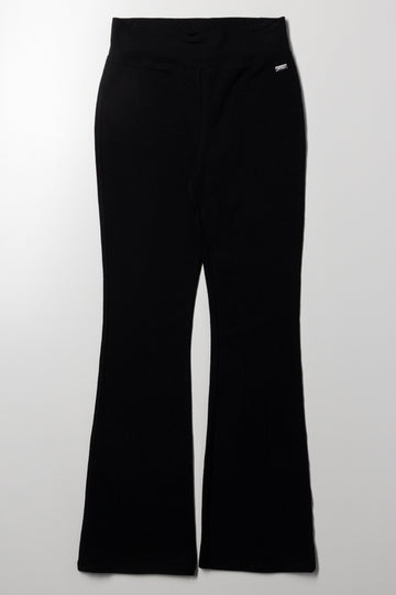 Wide Waist Flare Leggings Black