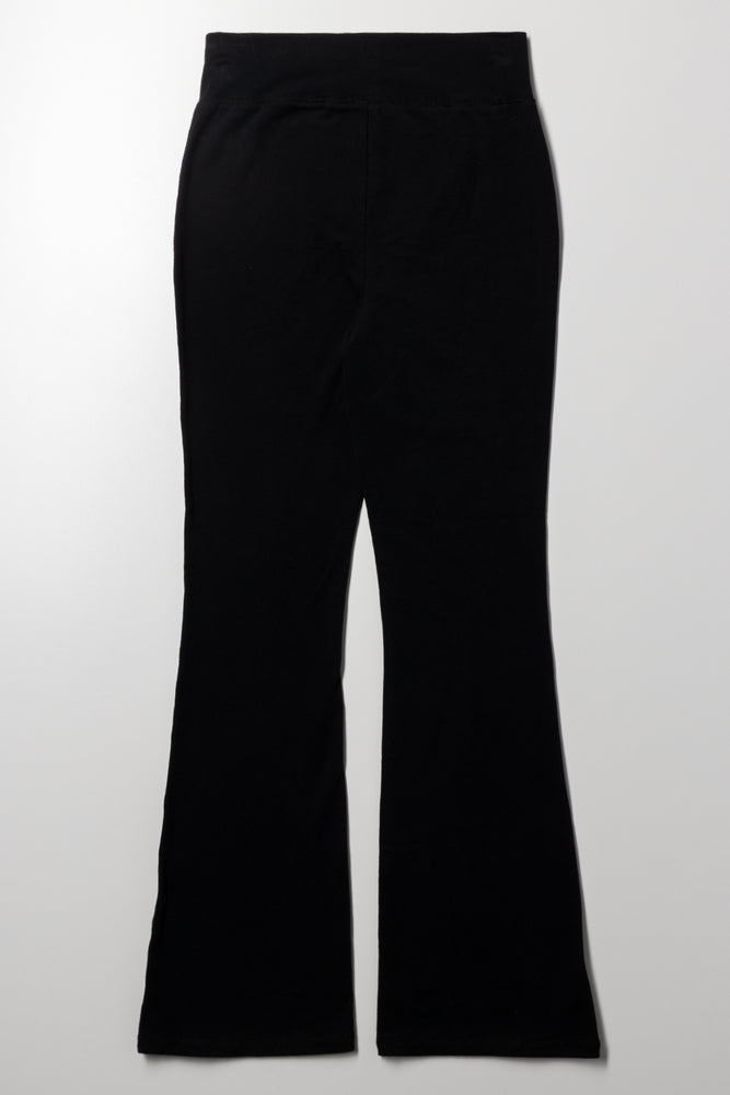Wide Waist Flare Leggings Black (2)