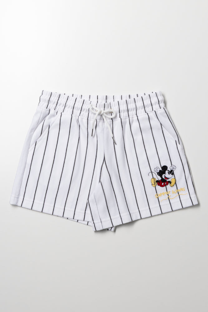 Mickey Mouse Stripe Shorts White