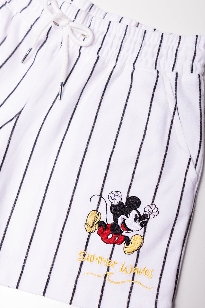 Mickey Mouse Stripe Shorts White
