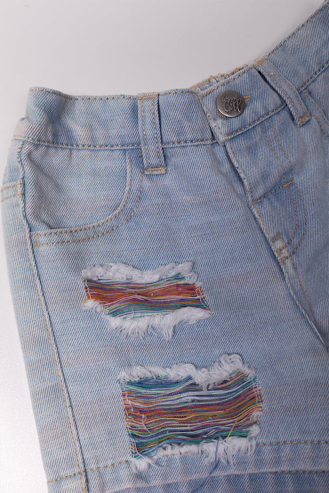 Ripped Denim Shorts Blue