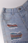 Ripped Denim Shorts Blue (1)