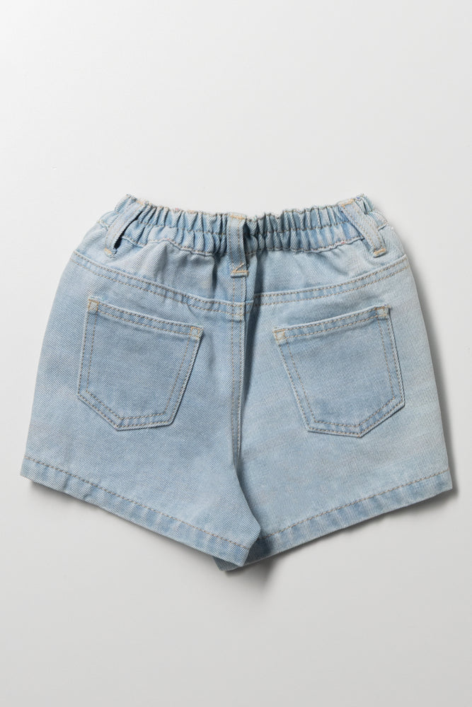 Ripped Denim Shorts Blue (2)