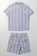 Stripe Shirt And Shorts Set Blue (3)