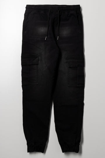 Denim Cargo Joggers Black