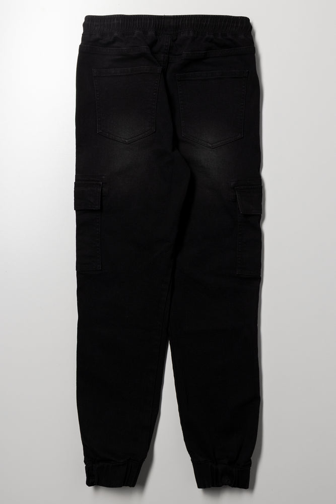 Denim Cargo Joggers Black (3)