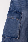 Cargo Straight Leg Denim Jeans Blue (2)