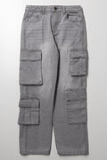 Cargo Straight Leg Denim Jeans Grey