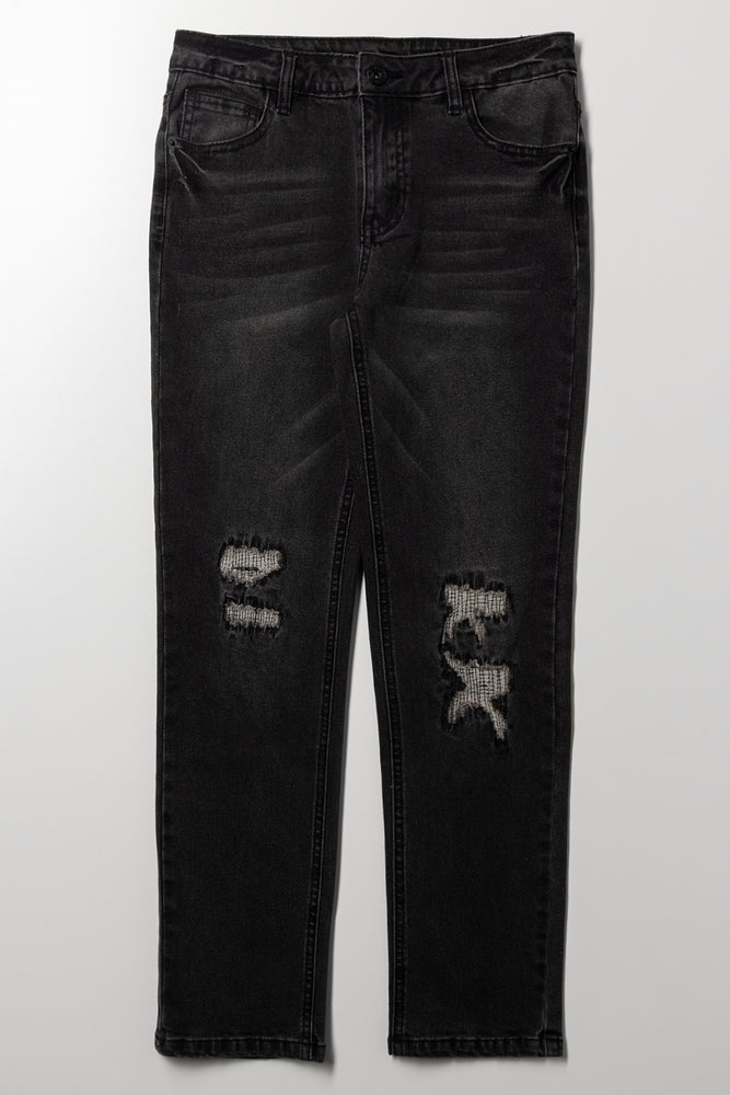 Ripped Denim Jeans Dark Grey