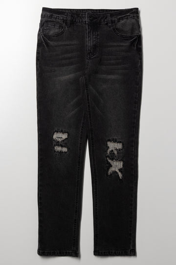 Ripped Denim Jeans Dark Grey