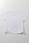 Ruched Short Sleeve T-Shirt White (2)
