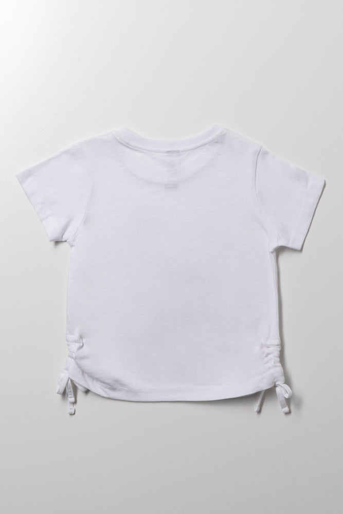 Ruched Short Sleeve T-Shirt White (2)
