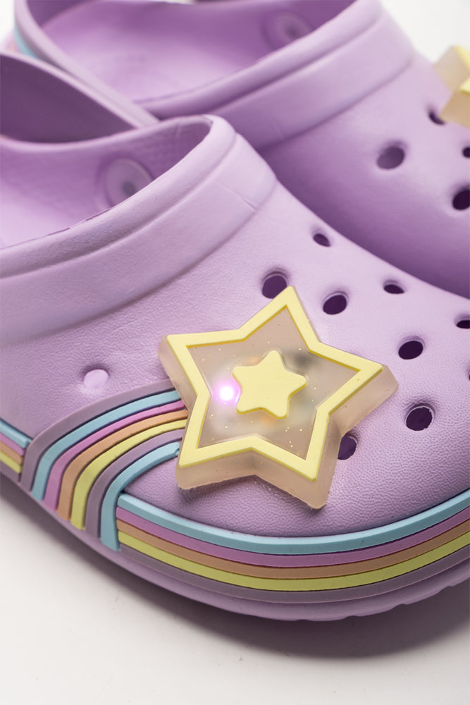 Light Up Star Clogs Lilac (2)