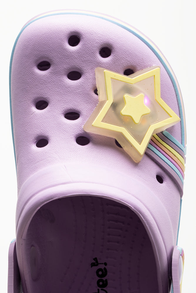 Light Up Star Clogs Lilac (4)