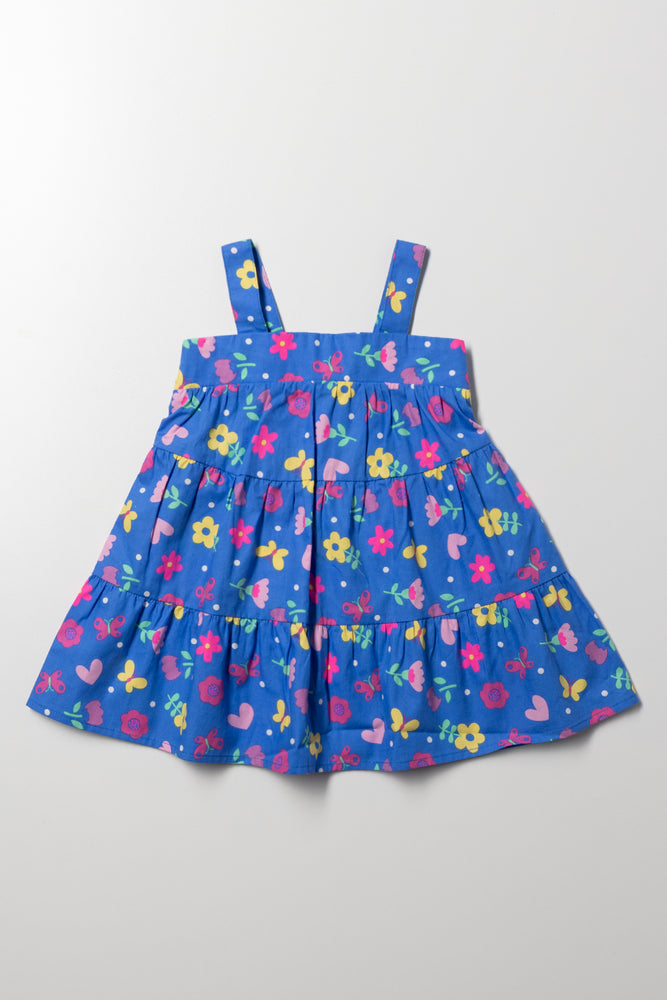 Tiered Strappy Dress Blue