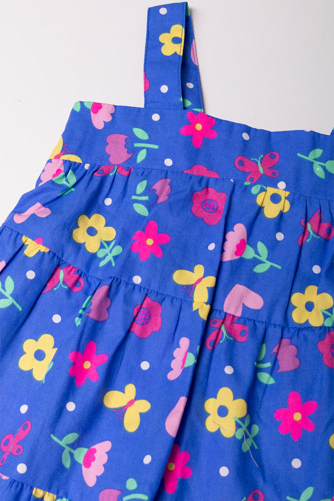Tiered Strappy Dress Blue