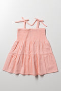 Strappy Tiered Dress Pink