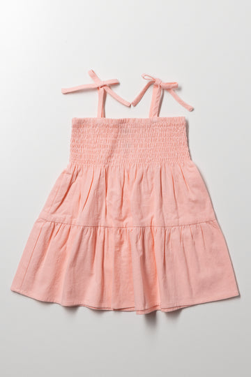 Strappy Tiered Dress Pink