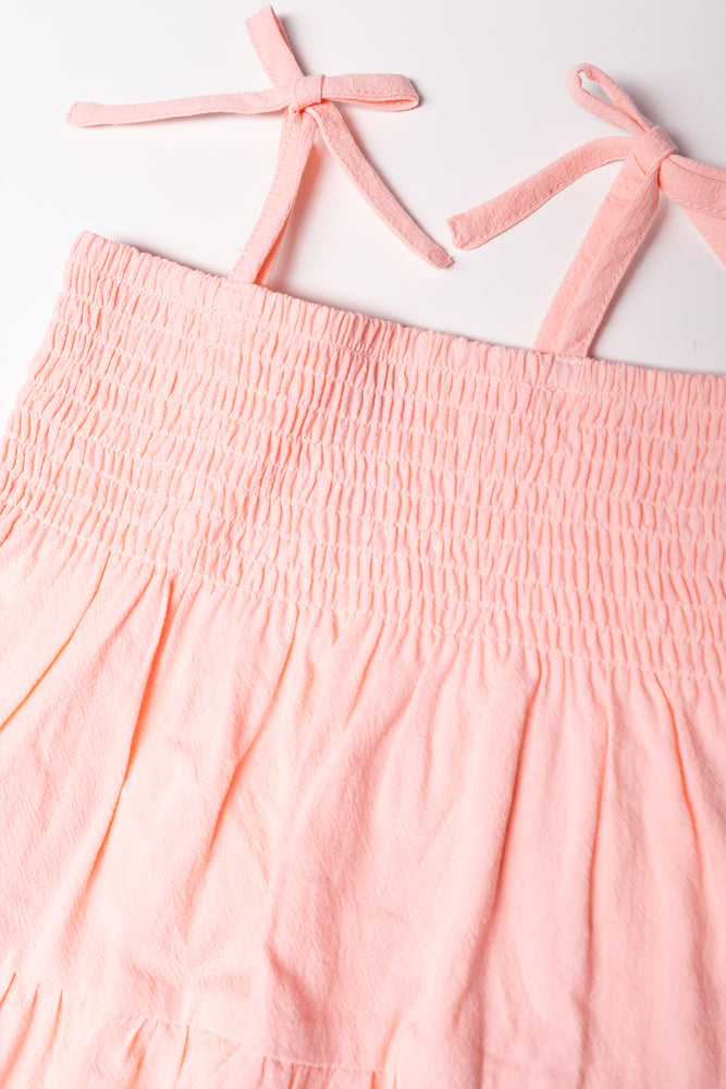 Strappy Tiered Dress Pink