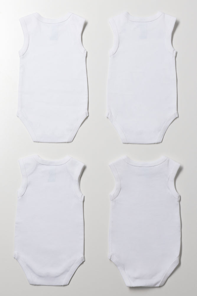 4 Pack Sleeveless Bodyvests White (2)