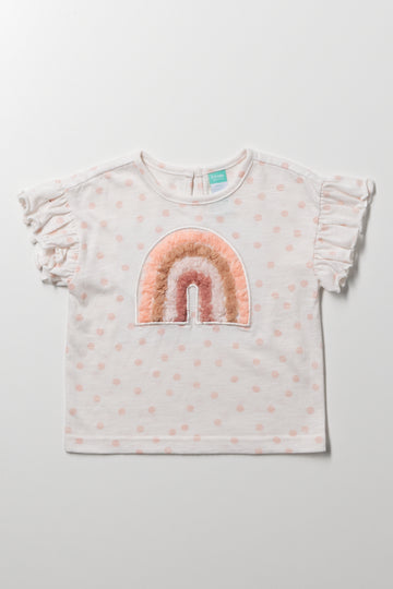 Spot Dropped Shoulder T-Shirt White