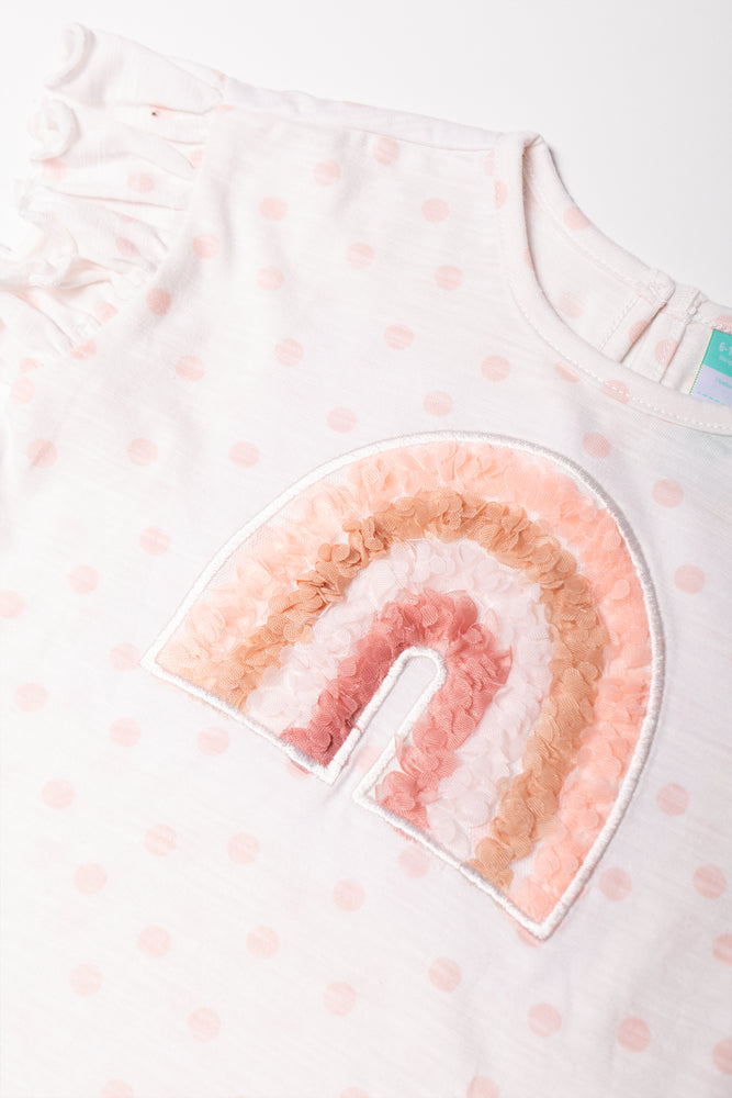 Spot Dropped Shoulder T-Shirt White