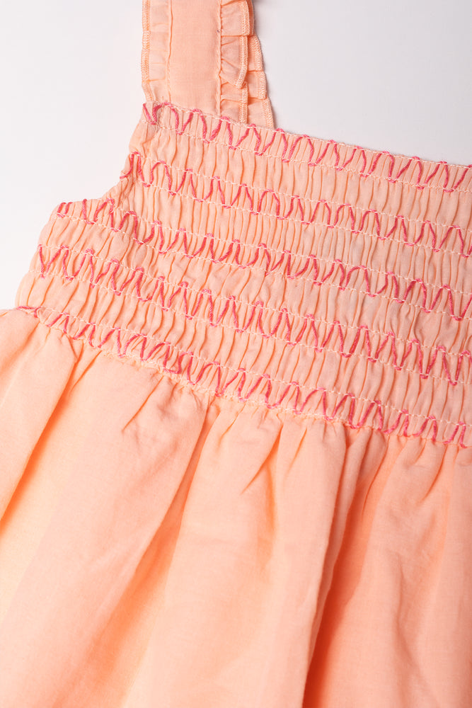 Anglaise Smocked Dress Peach