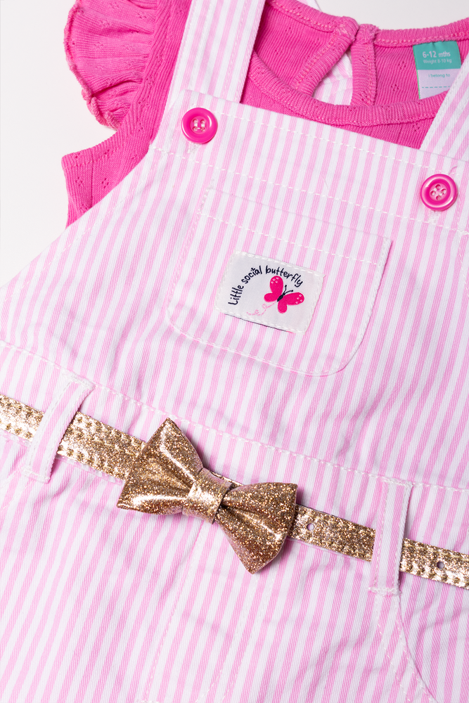 Pinafore Set With Belt Pink