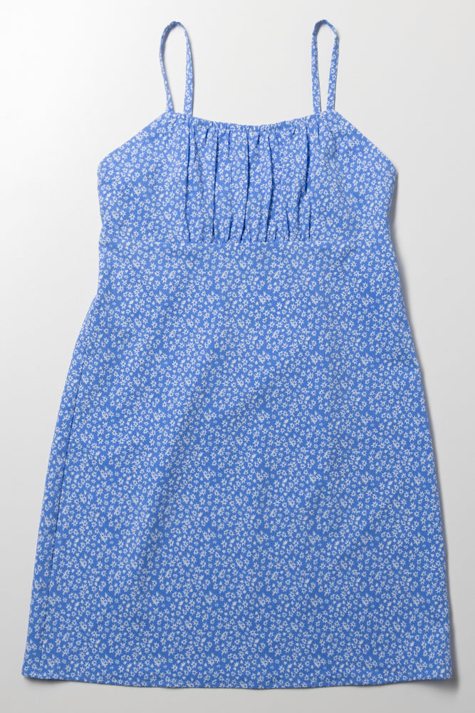 Ditsy Strappy Dress Blue
