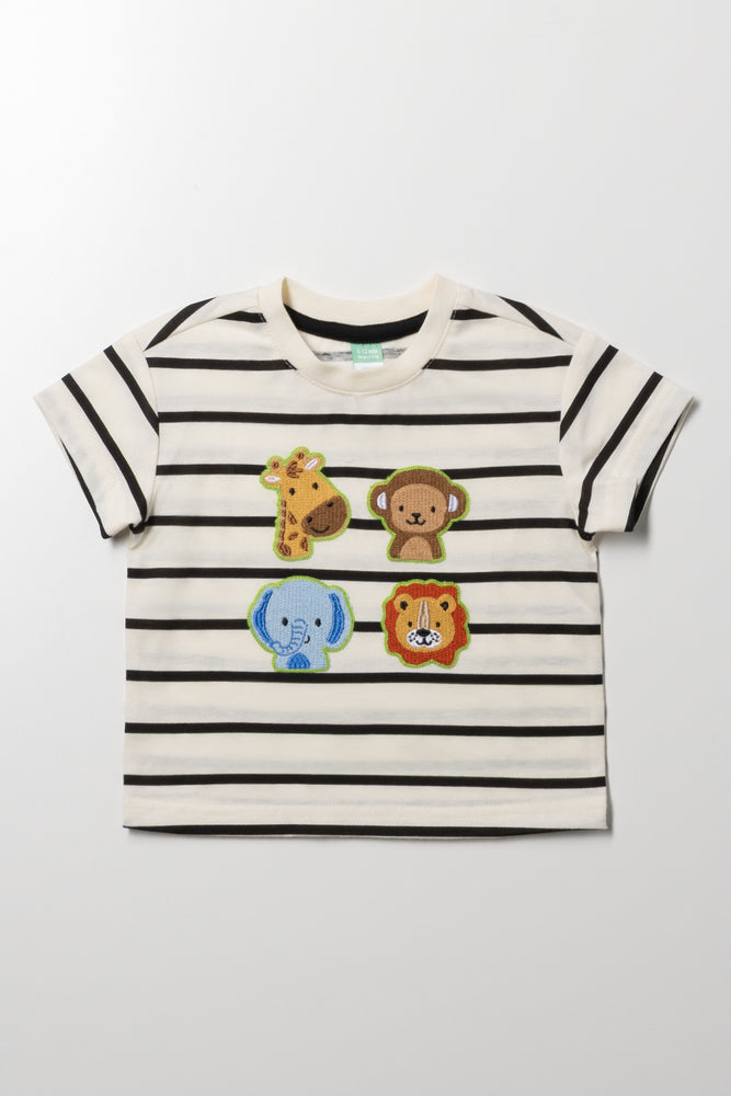 Animals Stripe Short Sleeve T-Shirt Cream