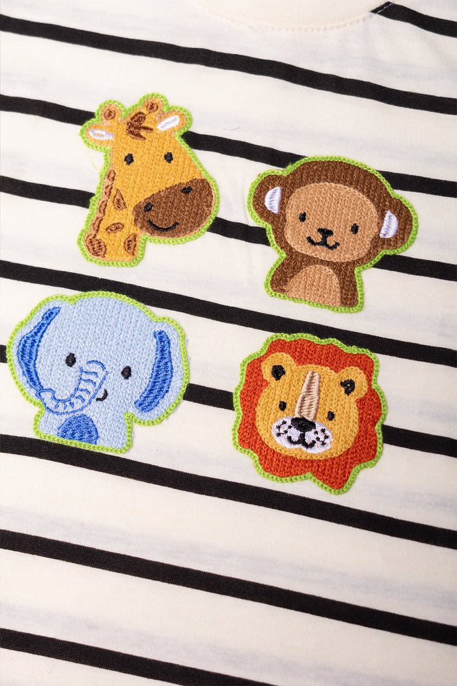Animals Stripe Short Sleeve T-Shirt Cream (1)