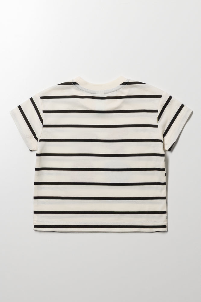 Animals Stripe Short Sleeve T-Shirt Cream (2)