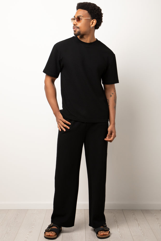 Rib Short Sleeve T-Shirt Black