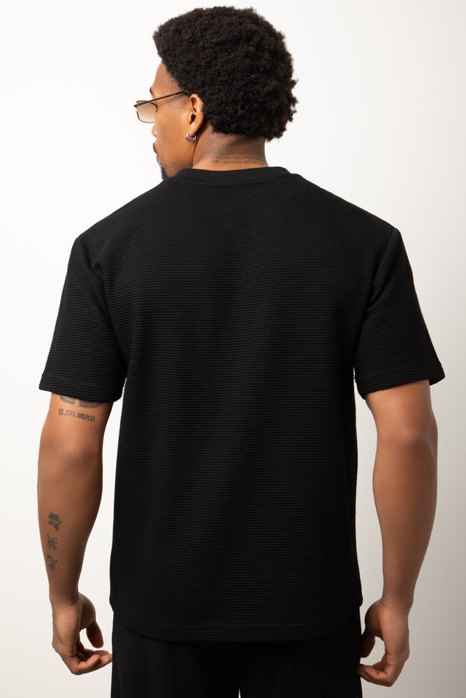 Rib Short Sleeve T-Shirt Black (2)