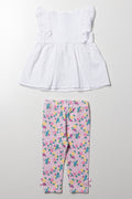 Leggings & Top Set White & Pink (3)