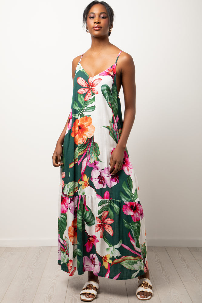 Floral Strappy Maxi Dress Multicolour