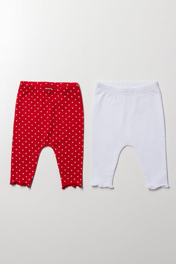 2 Pack Leggings Red And White