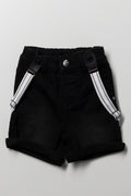 Denim Shorts With Brace Black