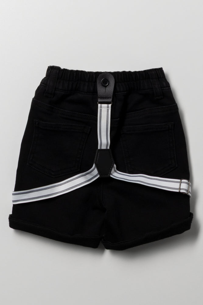 Denim Shorts With Brace Black (2)