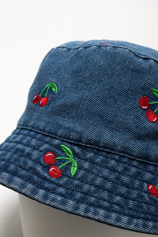 Cherry Denim Bucket Hat Blue (2)